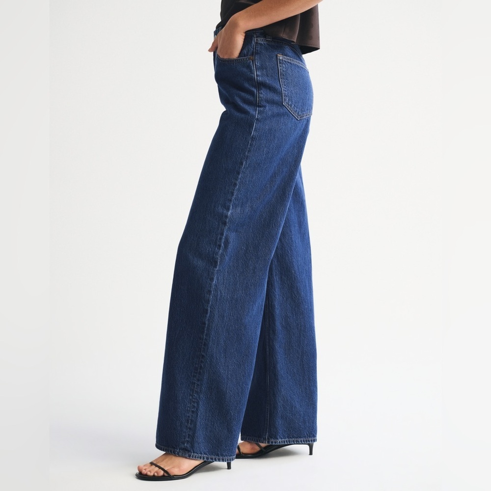 NEW! W/ TAGS Abercrombie & Fitch The Wide Leg Dark Wash Size 18 or 34 W / 29.5”L